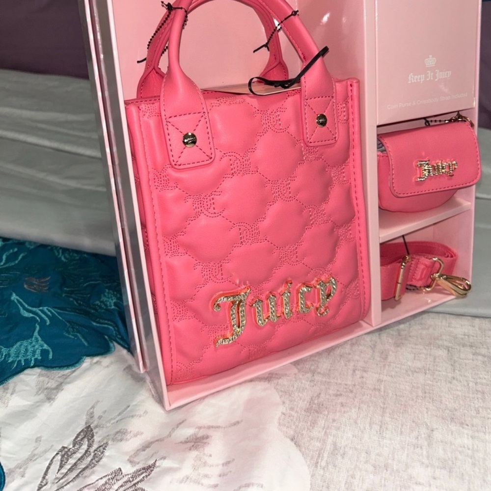 Juicy Couture Pink Quilted Tote with Gold Hardware